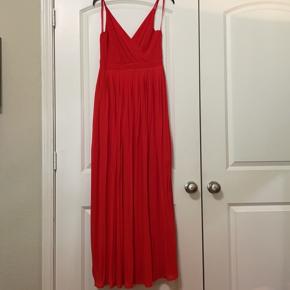NWOT Red Pleated Maxi Dress - Picture 2 of 2
